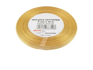 WSTĄŻKA SATYNOWA ZŁOTA 6MMX32M