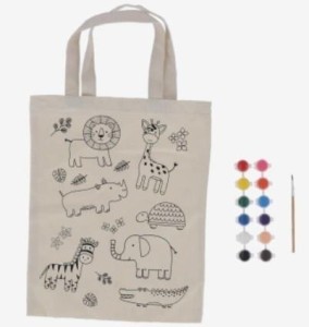 TORBA PŁÓCIENNA DO KOLOROWANIA Z FARBAMI - DŻUNGLA