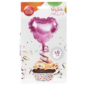 BALON FOLIOWY NA PATYCZKU SERCE RÓŻOWY