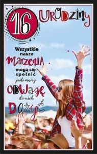 KARTKA OKOLICZNOŚCIOWA URODZINY 16 U102
