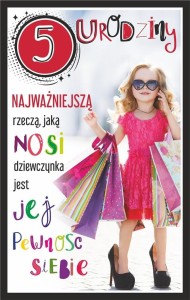 KARTKA OKOLICZNOŚCIOWA URODZINY 5 DZIEWCZYNKA