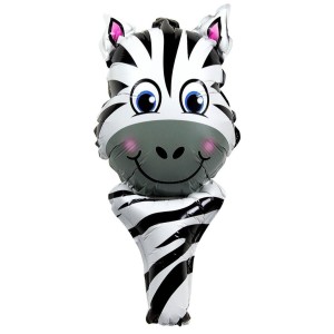 BALON FOLIOWY ZWIERZĄTKO Z UCHWYTEM ZEBRA