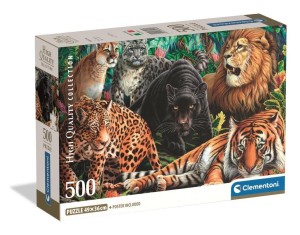 PUZZLE 500 WILD CATS, CLEMENTONI