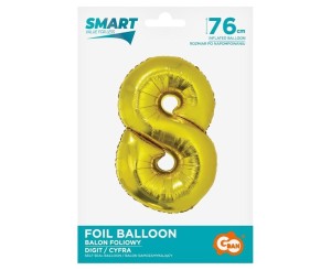 BALON FOLIOWY CYFRA 8 ZŁOTA SMART 76CM