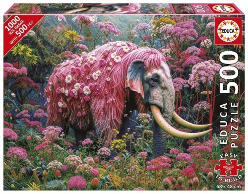 Puzzle 500 Kwiatowy słoń, Educa