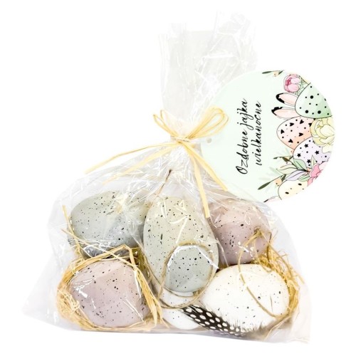 Pisanki wiszące biało-szare 6szt