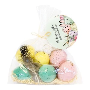 PISANKI WISZĄCE RÓŻOWO-MIĘTOWE 6SZT