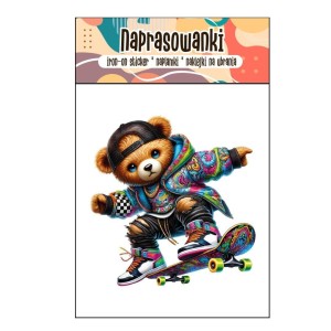 NAKLEJKI NA UBRANIA DTF - MIŚ NA DESKOROLCE