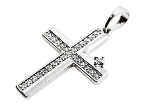 ZAWIESZKA KRZYŻYK POSREBRZANY 26X18MM