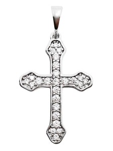 ZAWIESZKA KRZYŻYK Z CYRKONIAMI 26X17MM