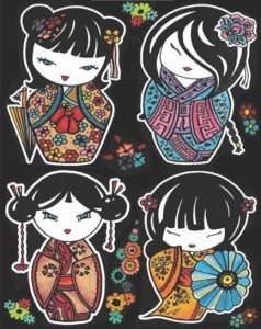 KOLOROWANKA WELWETOWA A4 LALECZKI KOKESHI