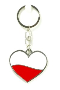 BRELOK METALOWY SERCE BIAŁO-CZERWONE 5CM, ABINO