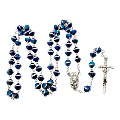 Różaniec szklany niebieski