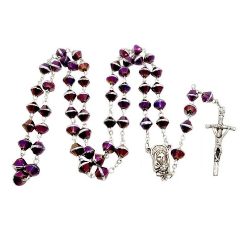 Różaniec szklany fioletowy