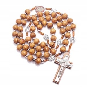RÓŻANIEC DREWNIANY NA SZNURKU ŚW. BENEDYKT