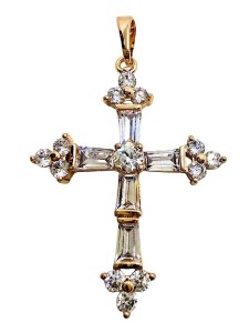 ZAWIESZKA KRZYŻYK Z CYRKONII 39X26MM