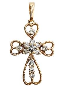 ZAWIESZKA KRZYŻYK Z CYRKONIAMI 23X16MM