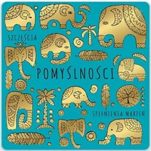 KARNET JEDNOSTRONNY ZŁOTE SŁONIE