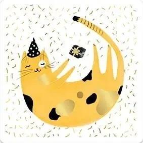 Karnet jednostronny Urodzinowy kot