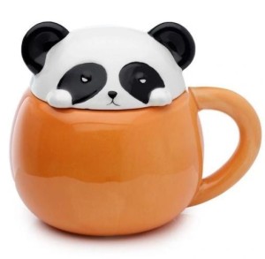 KUBEK CERAMICZNY Z PRZYKRYWKĄ - PANDA, PUCKATOR