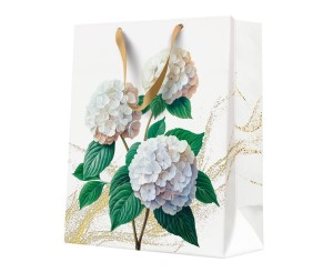 TOREBKA PREZENTOWA BIAŁE HORTENSJE 26,5X33,5X13CM