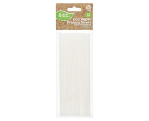 RURKI SŁOMKI PAPIEROWE BIAŁE, 6X197MM 12SZT