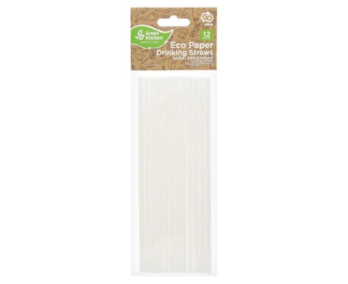 Rurki słomki papierowe białe, 6x197mm 12szt