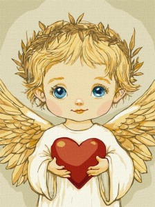 MALOWANIE PO NUMERACH - SERCE ANIOŁA 30X40CM