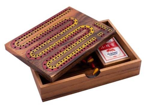 Cribbage w drewnianym pudełku z kartami, Quint