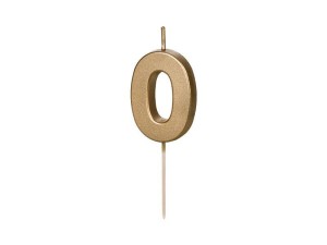 ŚWIECZKA URODZINOWA 0 ZŁOTA 4,5CM