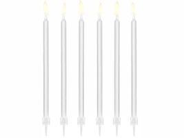 Świeczki urodzinowe gładkie biały 14cm 12szt