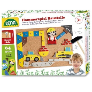 TABLICA KORKOWA, MŁOTEK I GWOŹDZIE - PLAC BUDOWY