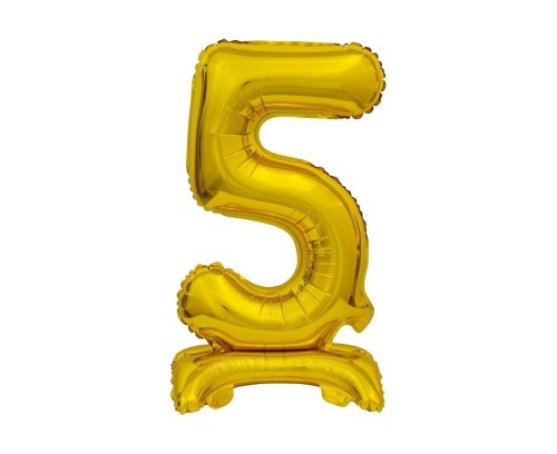 Balon foliowy B&C cyfra 5 stojący złoty 38cm