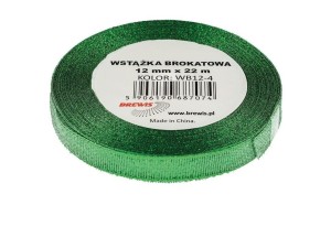 WSTĄŻKA BROKATOWA ZIELONA 12MMX22M