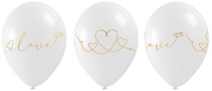 BALONY ZE ZŁOTYM WALENTYNKOWYM NADRUKIEM 5SZT