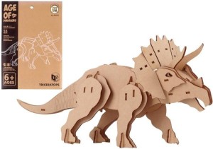 PUZZLE DREWNIANE 3D DINOZAUR TRICERATOPS, PRO KIDS