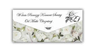 KARTKA-KOPERTA KOMUNIA OD MATKI CHRZESTNEJ