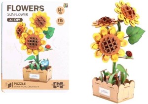 PUZZLE 3D DREWNIANE KWIATY SŁONECZNIK, PRO KIDS