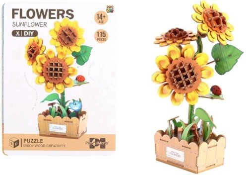 Puzzle 3D drewniane kwiaty słonecznik, Pro Kids