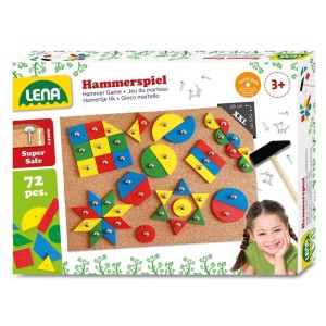 PRZYBIJANKA, TABLICA KORKOWA Z MŁOTKIEM I GWOŹDŹMI