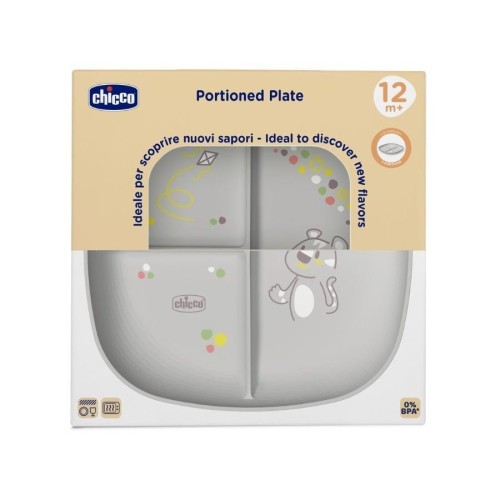 Talerz 3-dzielny szary 12m+, Chicco