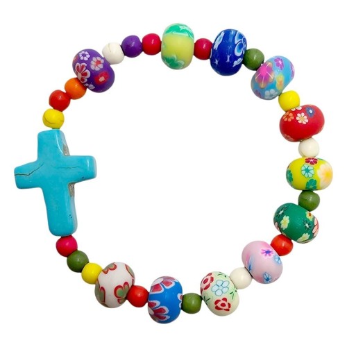 Różaniec 10-tka z krzyżykiem kolorowa