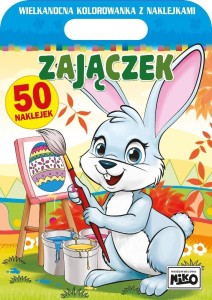 WIELKANOCNA KOLOROWANKA Z NAKLEJKAMI. ZAJĄCZEK