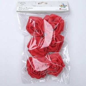 DEKORACJE PIANKOWE RÓŻE NA DRUCIKU 75MM 6SZT