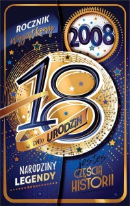 KARTKA OKOLICZNOŚCIOWA URODZINY 18