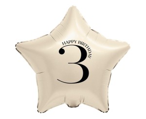 BALON FOLIOWY GWIAZDA KREMOWA CYFRA 3 44CM