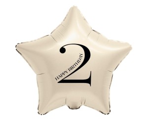 BALON FOLIOWY GWIAZDA KREMOWA CYFRA 2 44CM