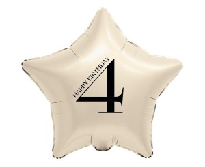 BALON FOLIOWY GWIAZDA KREMOWA CYFRA 4 44CM