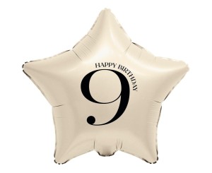 BALON FOLIOWY GWIAZDA KREMOWA CYFRA 9 44CM