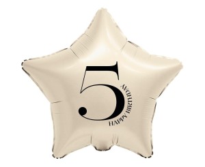 BALON FOLIOWY GWIAZDA KREMOWA CYFRA 5 44CM